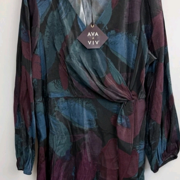 Floral Wrap Dress in Blue and Purple - Picture 4 of 11